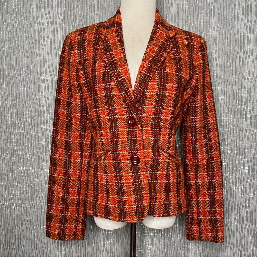 Vintage Casual Corner Autumn Plaid Wool Blazer